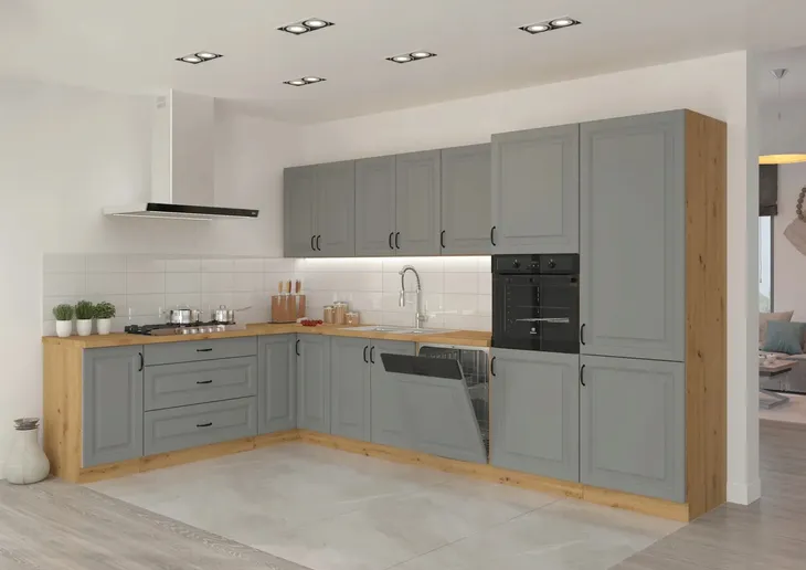 Zestaw szafek kuchennych STILO Dust Grey/Dąb Artisan Zestaw narożny kuchnia