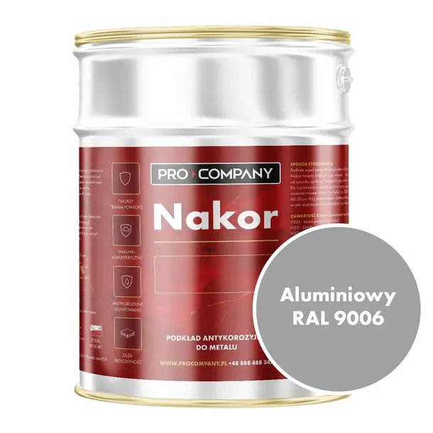 NAKOR Profesjonalny szybkoschnący podkład antykorozyjny 10l ALUMINIOWY 9006