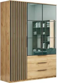 szafa-loftowa-sorento-150cm-lustro-lamele-dab-craft-zloty-czarny