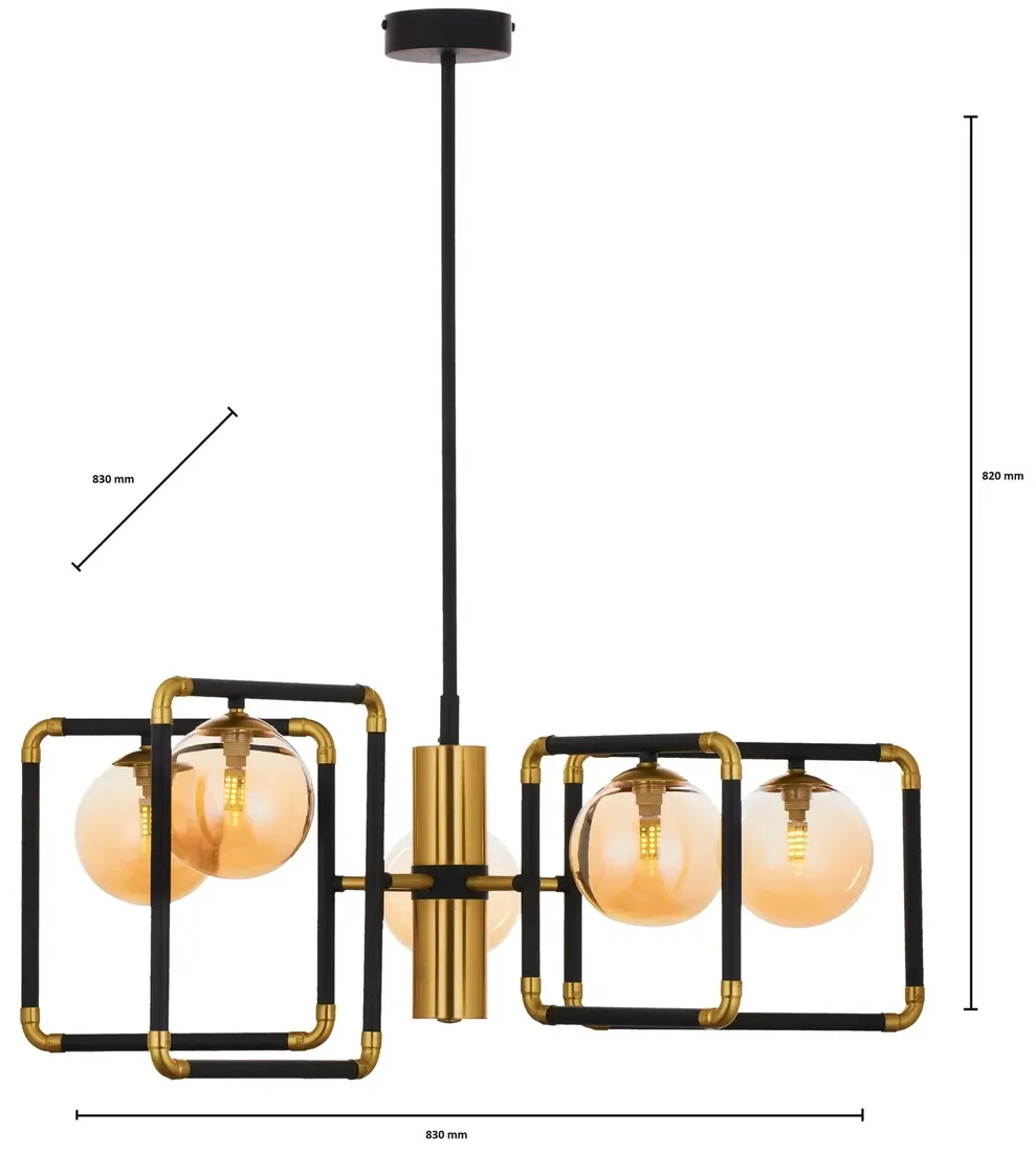 zyrandol-ibra-czarny-bursztynowy-szklane-klosze-5xg9-lampa-wiszaca-salon