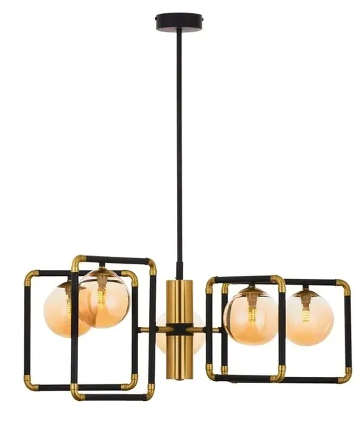 zyrandol-ibra-czarny-bursztynowy-szklane-klosze-5xg9-lampa-wiszaca-salon-zasilanie-sieciowe