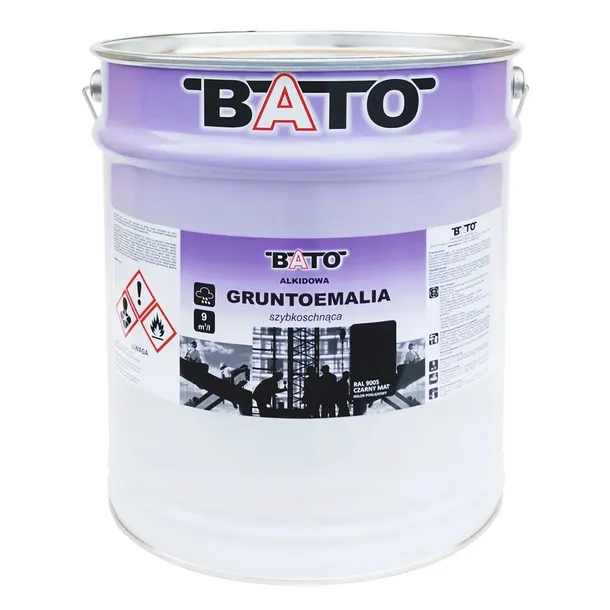 GRUNTOEMALIA CZARNY CZARNA PÓŁMAT RAL9005 5L BATO SZYBKOSCHNĄCA ALKIDOWA