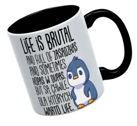 kubek-bialy-czarne-ucho-i-dno-life-is-brutal-prezent