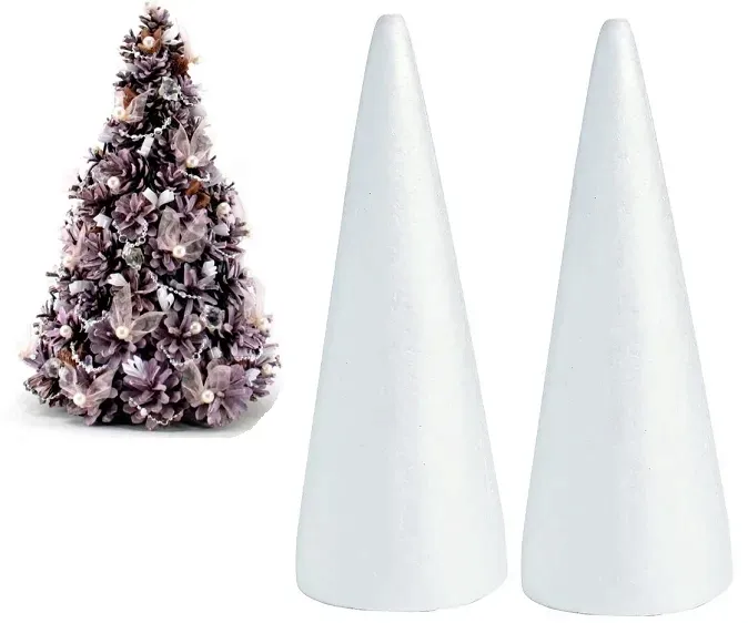 2x STOŻEK styropianowy STOŻKI STYROPIANOWE 25CM CHOINKA DUŻE Do OZDABIANIA