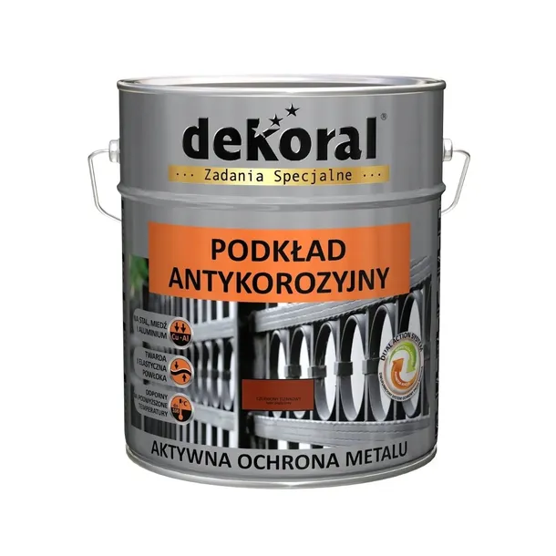 DEKORAL Podkład Antykorozyjny UNIKOR 10L CZERWONY TLENKOWY