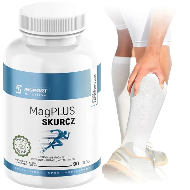 MAGNEZ POTAS WITAMINA B6 1800mg 90 kap SKURCZE Mięśni SERCE Kości | INSPORT