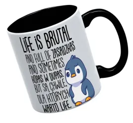 kubek-bialy-czarne-ucho-i-dno-life-is-brutal-prezent