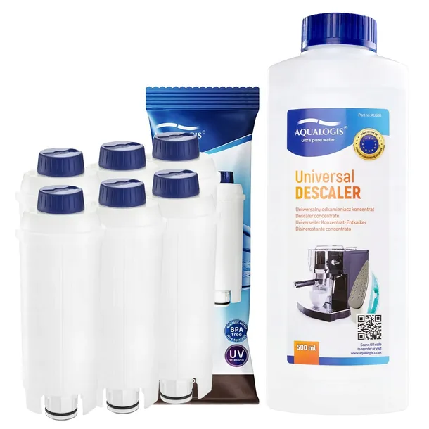 6x Filtr Do Ekspresu Delonghi AL-S002 + Uniwersalny Odkamieniacz 500ml