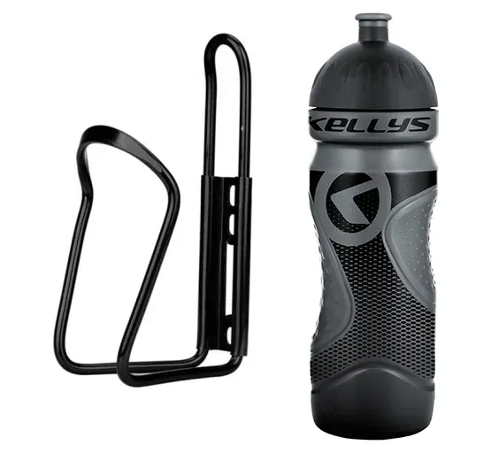 Bidon uchwyt KELLYS SPORT 022 700ml ANTRACYTE + Koszyk na bidon + 2 śruby
