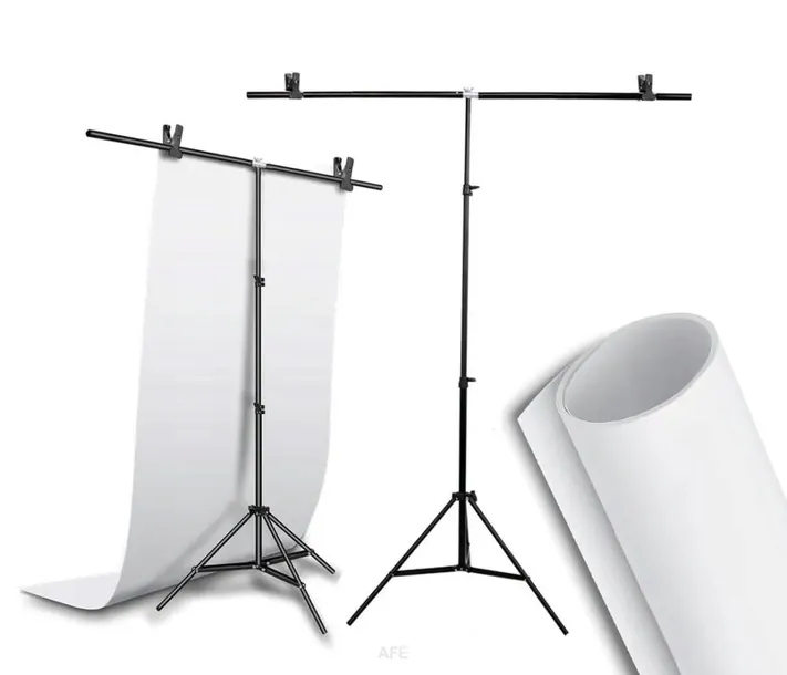ZESTAW DO TŁA TYP T 150x220 + TŁO PVC BIAŁY 150x200 BIAŁE WINYL WINYLOWE
