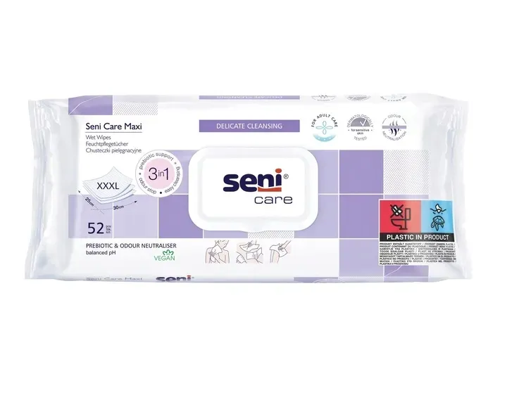 SENI CARE MAXI chusteczki pielęgnacyjne 3w1 52 szt DUŻY ROZMIAR 3XL