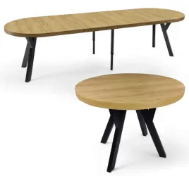 stol-duzy-okragly-czarny-metal-dab-hikora-egger-o100-rozkladany-do-300-cm