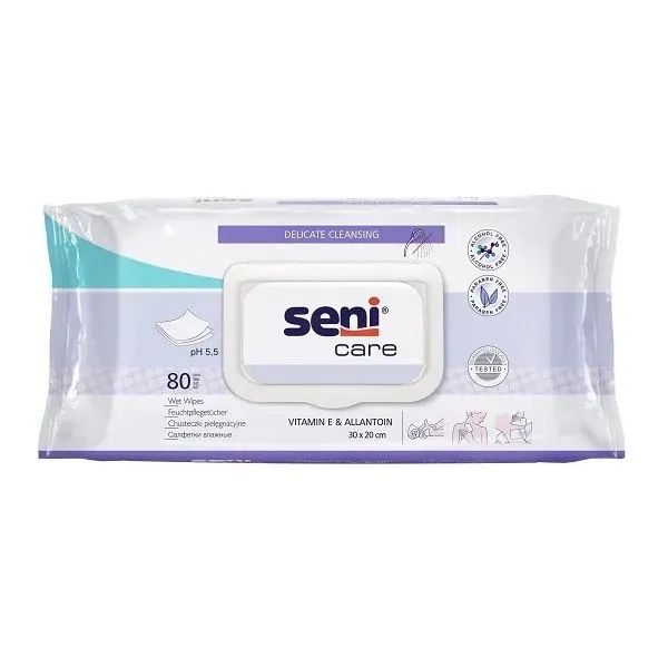 Chusteczki nawilżane pielęgnacyjne SENI CARE SOFT 80 szt, Duży Rozmiar XXL