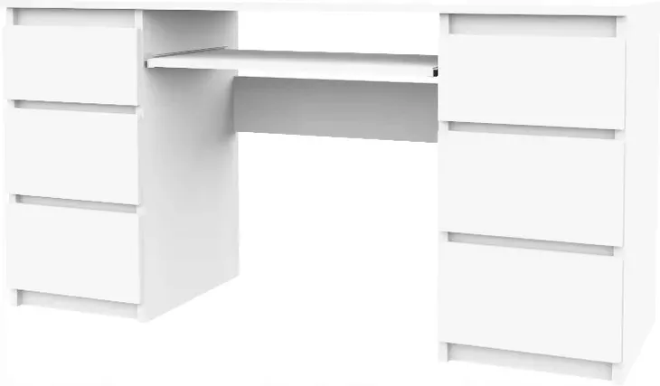 BIURKO KOMPUTEROWE 6 SZUFLAD 130CM BIAŁY BIAŁE
