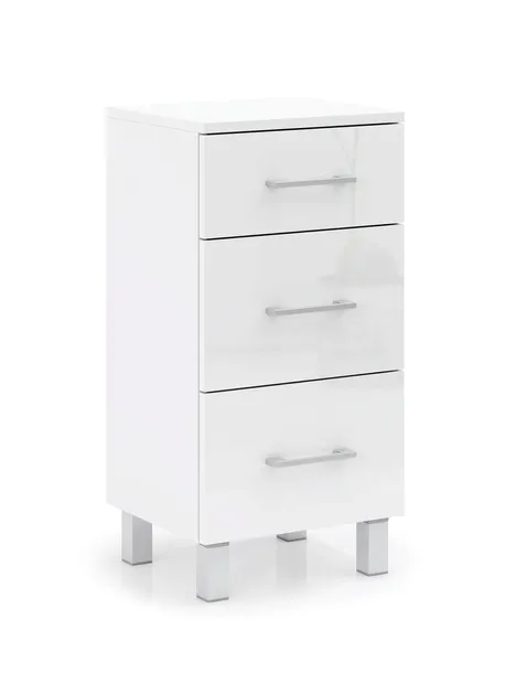 SŁUPEK ŁAZIENKOWY 40CM 3 SZUFLADY BIAŁY POŁYSK