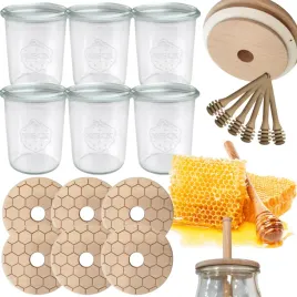 sloiki-na-miod-weck-zestaw-sloikow-do-miodu-z-nabierakiem-160ml-w3-6szt-eko