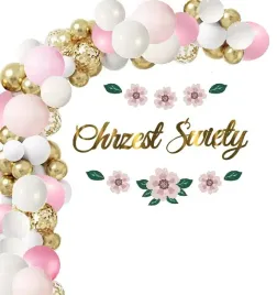 chrzest-balony-dekoracje-rozowe-baner-kwiaty