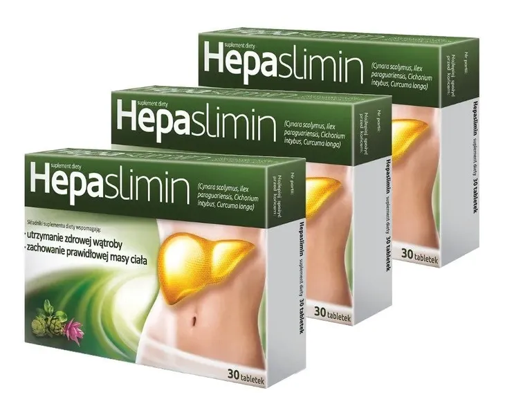 3x HEPASLIMIN trawienie i praca wątroby 30 tabletek