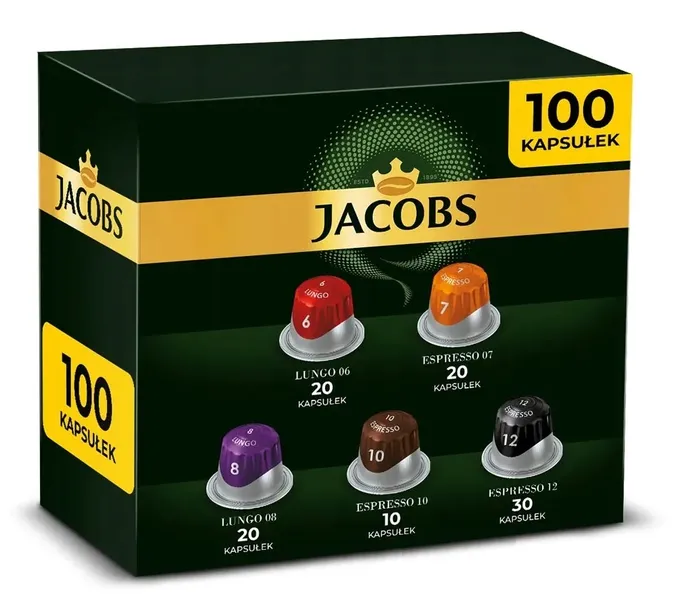 Kapsułki do Nespresso Jacobs Lungo Classico oraz Espresso Intenso 100 szt.