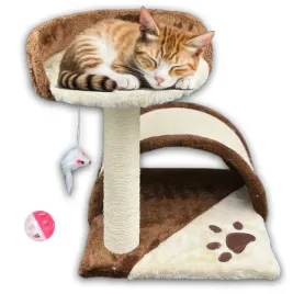 drapak-dla-kota-zabawka-wieza-z-legowiskiem-mx05-brazowy-40x33-pilka-gratis