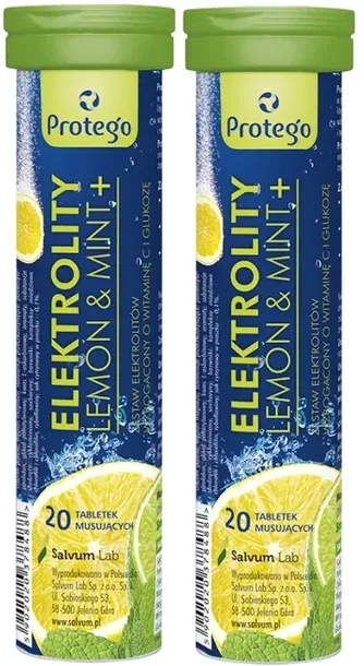 2 x Salvum Protego Elektrolity Lemon&Mint+ O smaku cytrynowo miętowym Potas