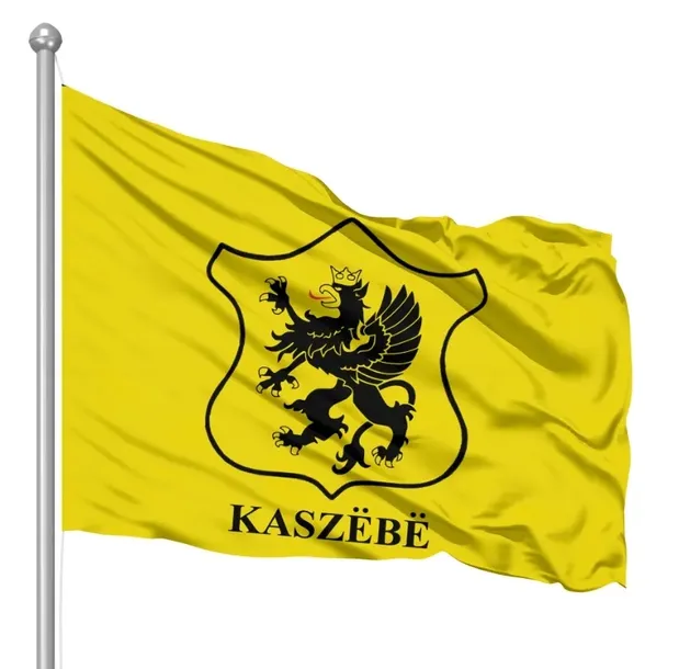 MOCNA Flaga Kaszubska Kaszuby Kaszebe Cywilna Gryf Napis na Maszt 150x90 CM