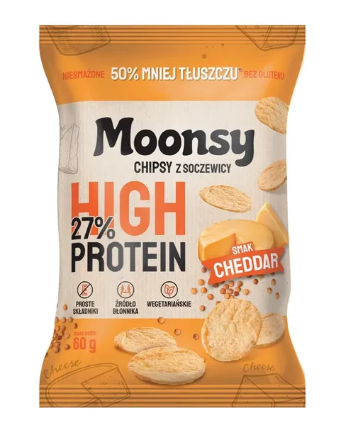 Eurowafel Chipsy Moonsy Soczewica Ser Cheddar 60g PROTEIN 27%