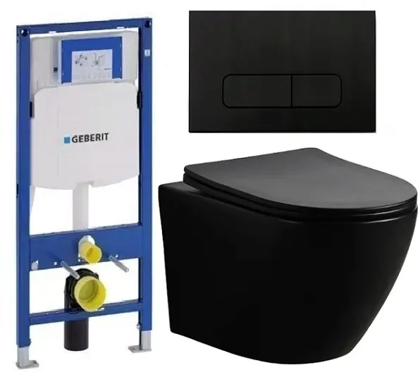 ZESTAW WC STELAŻ GEBERIT BASIC UP320 SIGMA MUSZLA ARBO SLIM WIR CZARNY MAT