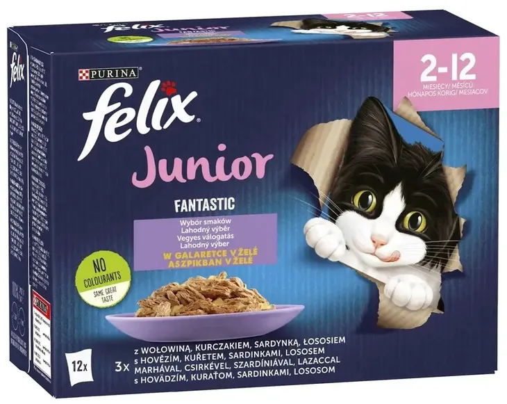 PURINA Felix Junior Fantastic Mokra karma dla kota mix smaków 12x 85 g
