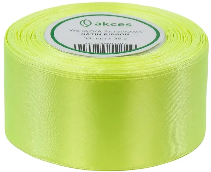 ZIELONE JABŁUSZKO WSTĄŻKA TASIEMKA SATYNOWA DEKOR 50MM 32M JASNO ZIELONA