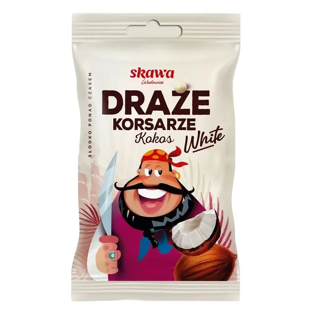 Skawa Draże Korsarz kokosowe WHITE 70g
