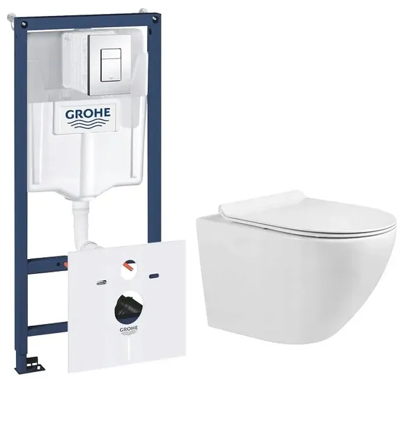ZESTAW PODTYNKOWY WC - STELAŻ GROHE 5w1 Z PRZYCISKIEM + MUSZLA ARBO PRIMO