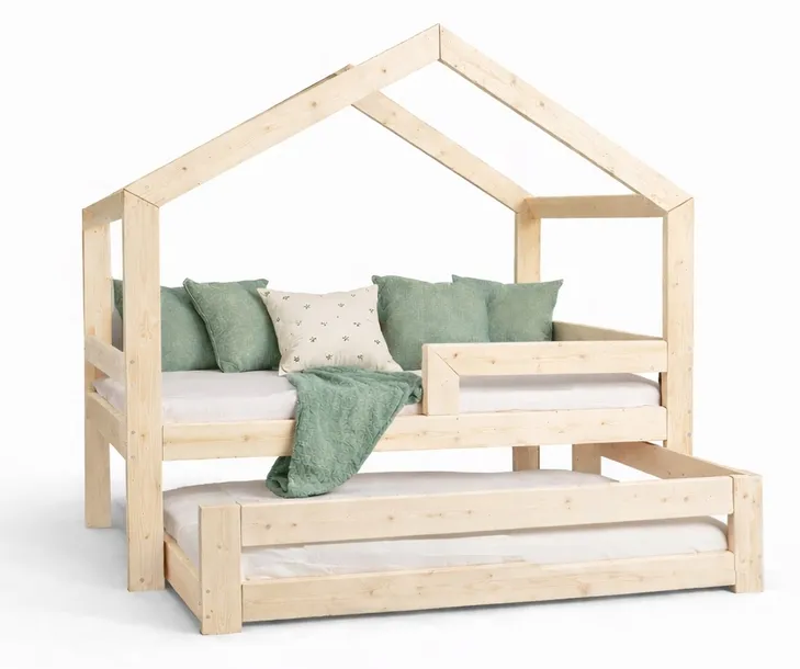 DZIECIĘCE ŁÓŻKO DWUOSOBOWE DOMEK 90X180 PIĘTROWE WYSUWANE DLA DZIECKA