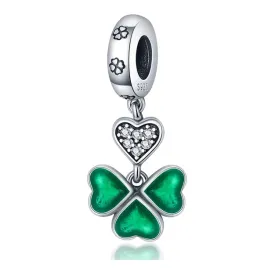 zawieszka-srebro-925-charms-koralik-zielona-koniczyna-czterolistna