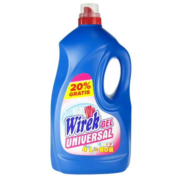 WIREK Gel Universal Płyn do Prania Kolorowego ŻEL 4L Chroni Kolory WYDAJNY