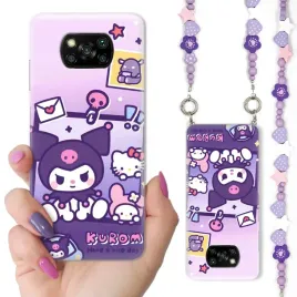 etui-fioletowe-koraliki-do-xiaomi-poco-x3-pro-obudowa-kuromi-krolik-wzory