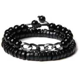 bransoletka-meska-2w1-czarna-korale-lancuch