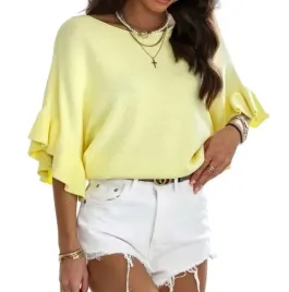 cocomore-bluzka-sweter-z-falbanka-zolty