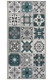 dywan-antyposlizgowy-patchwork-szary-turkus-mozaika-jak-plytki-67x130-cm