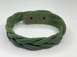 skorzana-bransoletka-warkocz-zielony-20cm