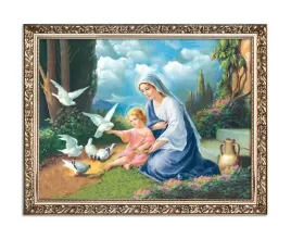 obraz-matka-boza-z-dzieciatkiem-i-golabkami-rama-z-ornamentem-20-x-25-cm