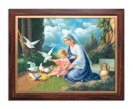 obraz-matka-boza-z-dzieciatkiem-i-golabkami-rama-zloty-pasek-20-x-25-cm