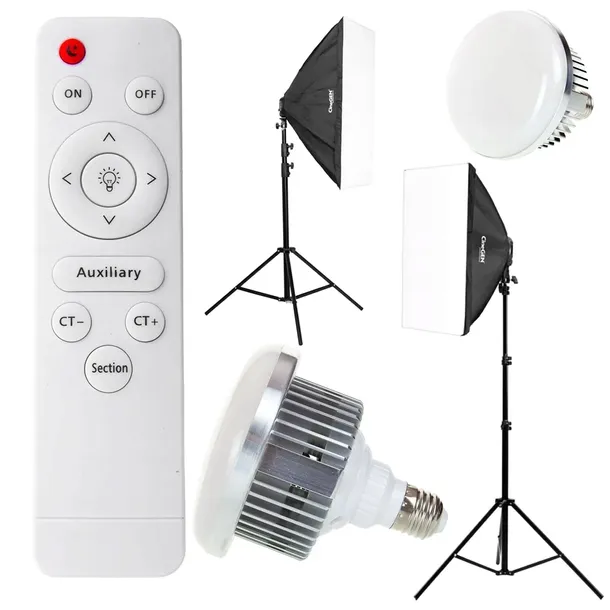 SOFT BOX Z PILOTEM 2x Lampa 50x70cm 170W Statyw