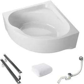 Zdjęcie produktu Wanna narożna z obudową Standard 150x150 Polimat zestaw syfon nogi ręcznik
