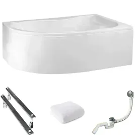 Zdjęcie produktu Wanna narożna z obudową Dora 170x110 prawa Polimat syfon nogi ręcznik