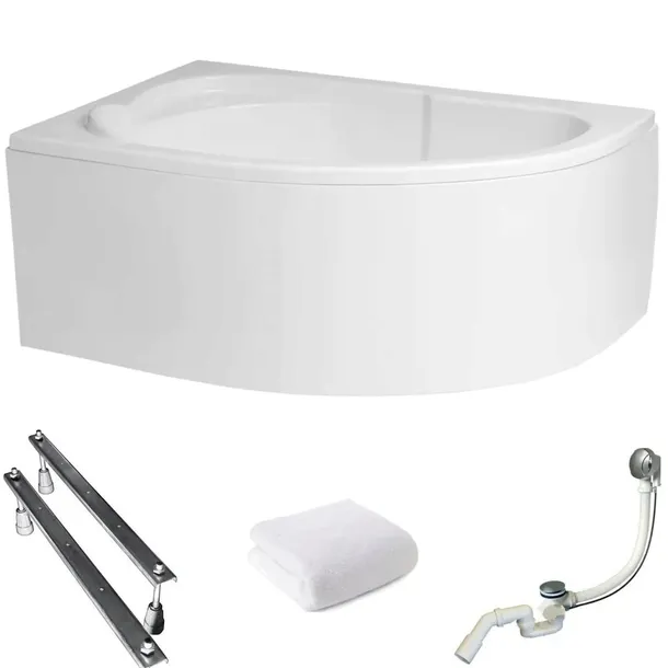 Wanna narożna z obudową Standard 130x85 lewa Polimat syfon nogi ręcznik