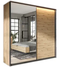 szafa-dwudrzwiowa-220-cm-oswietlenie-led-lustro-dab-artisan-czarny-qs-01