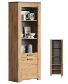 witryna-slupek-regal-waski-szklo-loft-dab-artisan