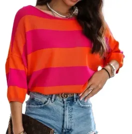 cocomore-sweterek-bluzka-w-pasy-amarantowy-pomaranczowy