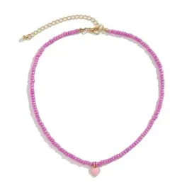 naszyjnik-choker-koraliki-drobne-mini-rozowe-zawieszka-serce-serduszko